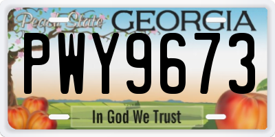 GA license plate PWY9673