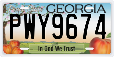 GA license plate PWY9674