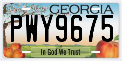 GA license plate PWY9675