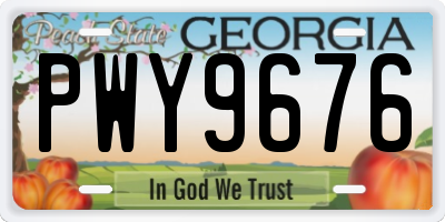 GA license plate PWY9676
