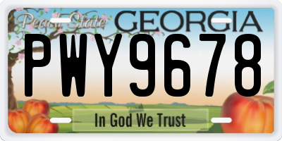 GA license plate PWY9678
