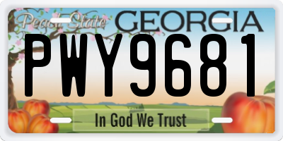 GA license plate PWY9681
