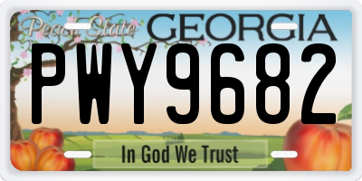 GA license plate PWY9682