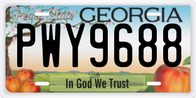 GA license plate PWY9688