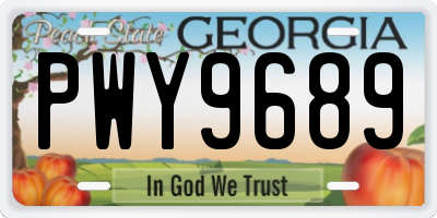 GA license plate PWY9689