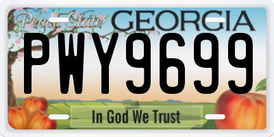 GA license plate PWY9699