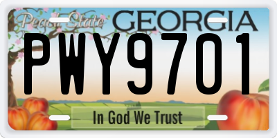 GA license plate PWY9701