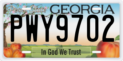 GA license plate PWY9702