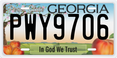 GA license plate PWY9706