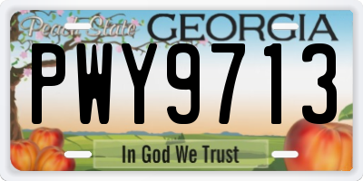 GA license plate PWY9713