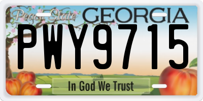 GA license plate PWY9715