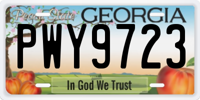 GA license plate PWY9723