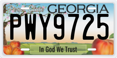 GA license plate PWY9725