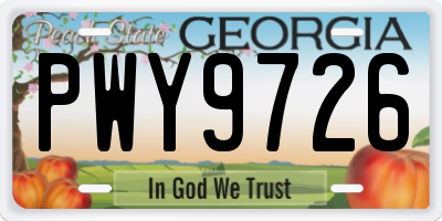 GA license plate PWY9726