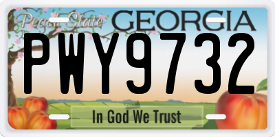 GA license plate PWY9732