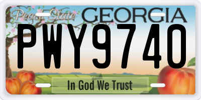 GA license plate PWY9740
