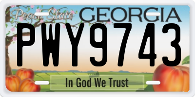 GA license plate PWY9743