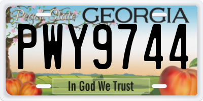 GA license plate PWY9744