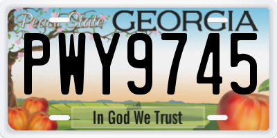 GA license plate PWY9745