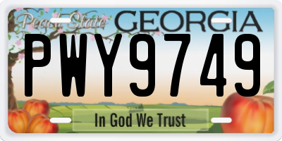 GA license plate PWY9749
