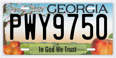 GA license plate PWY9750