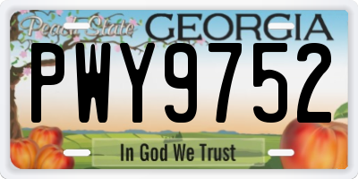 GA license plate PWY9752