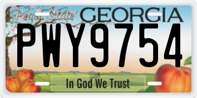 GA license plate PWY9754