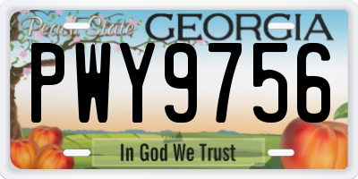 GA license plate PWY9756