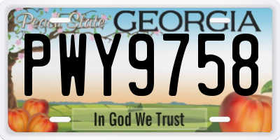 GA license plate PWY9758