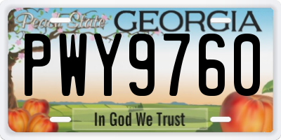 GA license plate PWY9760