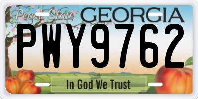 GA license plate PWY9762