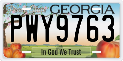 GA license plate PWY9763