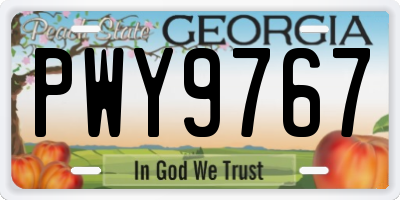 GA license plate PWY9767