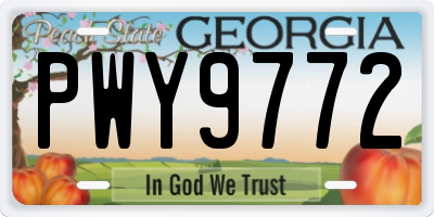 GA license plate PWY9772