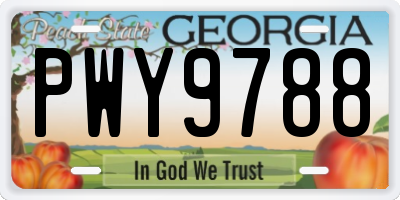 GA license plate PWY9788