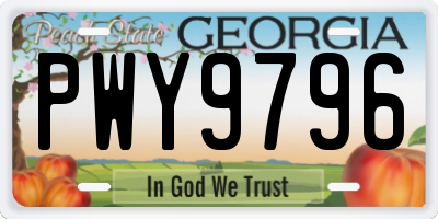 GA license plate PWY9796
