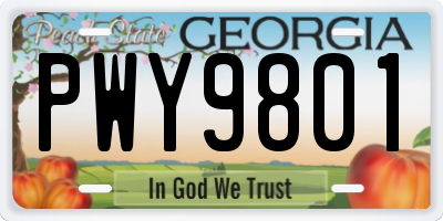 GA license plate PWY9801