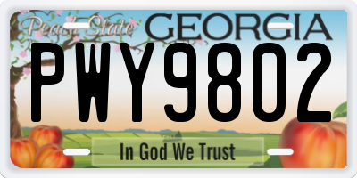 GA license plate PWY9802