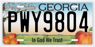 GA license plate PWY9804
