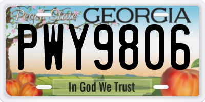 GA license plate PWY9806