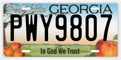GA license plate PWY9807