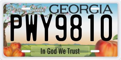 GA license plate PWY9810