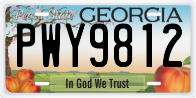 GA license plate PWY9812