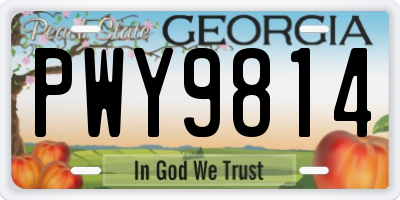 GA license plate PWY9814