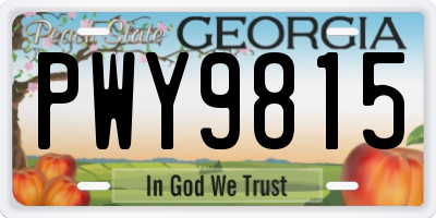 GA license plate PWY9815