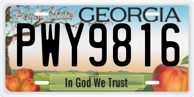 GA license plate PWY9816