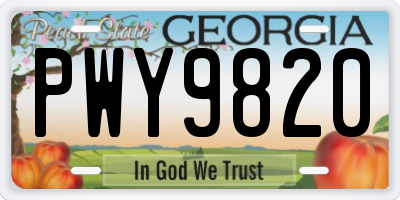 GA license plate PWY9820