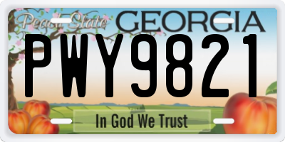 GA license plate PWY9821