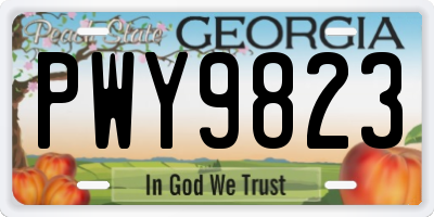 GA license plate PWY9823