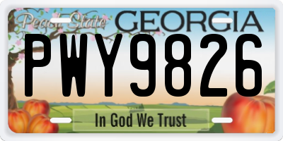 GA license plate PWY9826